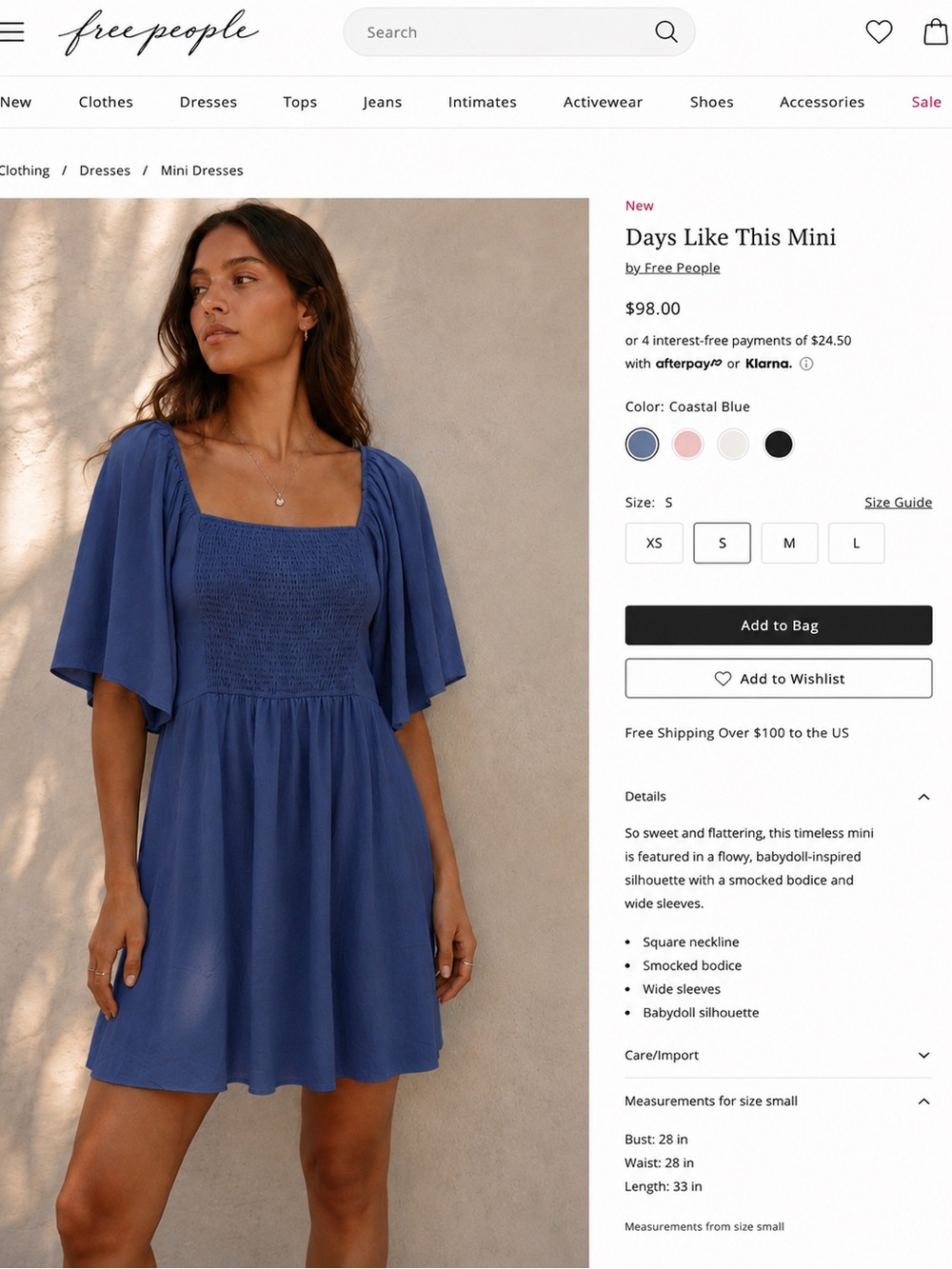 Free People Blue Days Like This Mini Dress